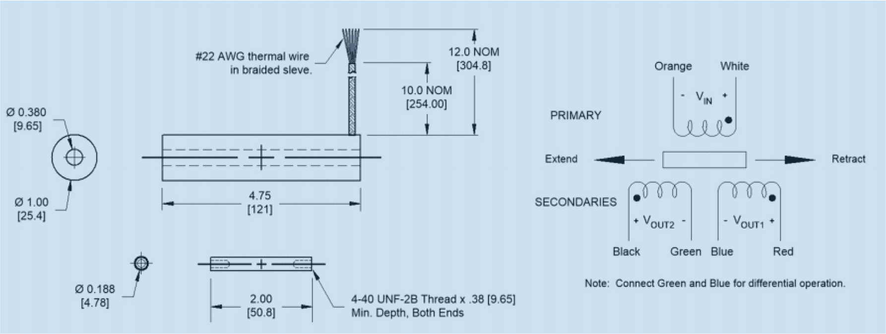 Series radiation resistant LVDT displacement sensor / UHT-1000